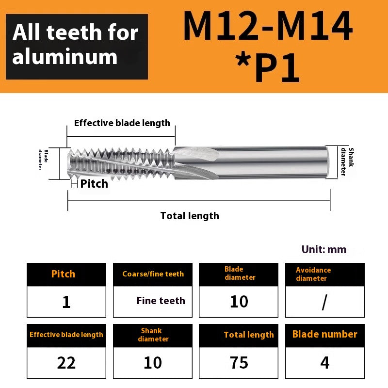 2136-65° aluminum with colorful thread milling cutter lengthened single tooth three-tooth full thread machining center tungsten carbide milling cutter M3M4M5 Shandong Denso Pricision Tools Co.,Ltd.